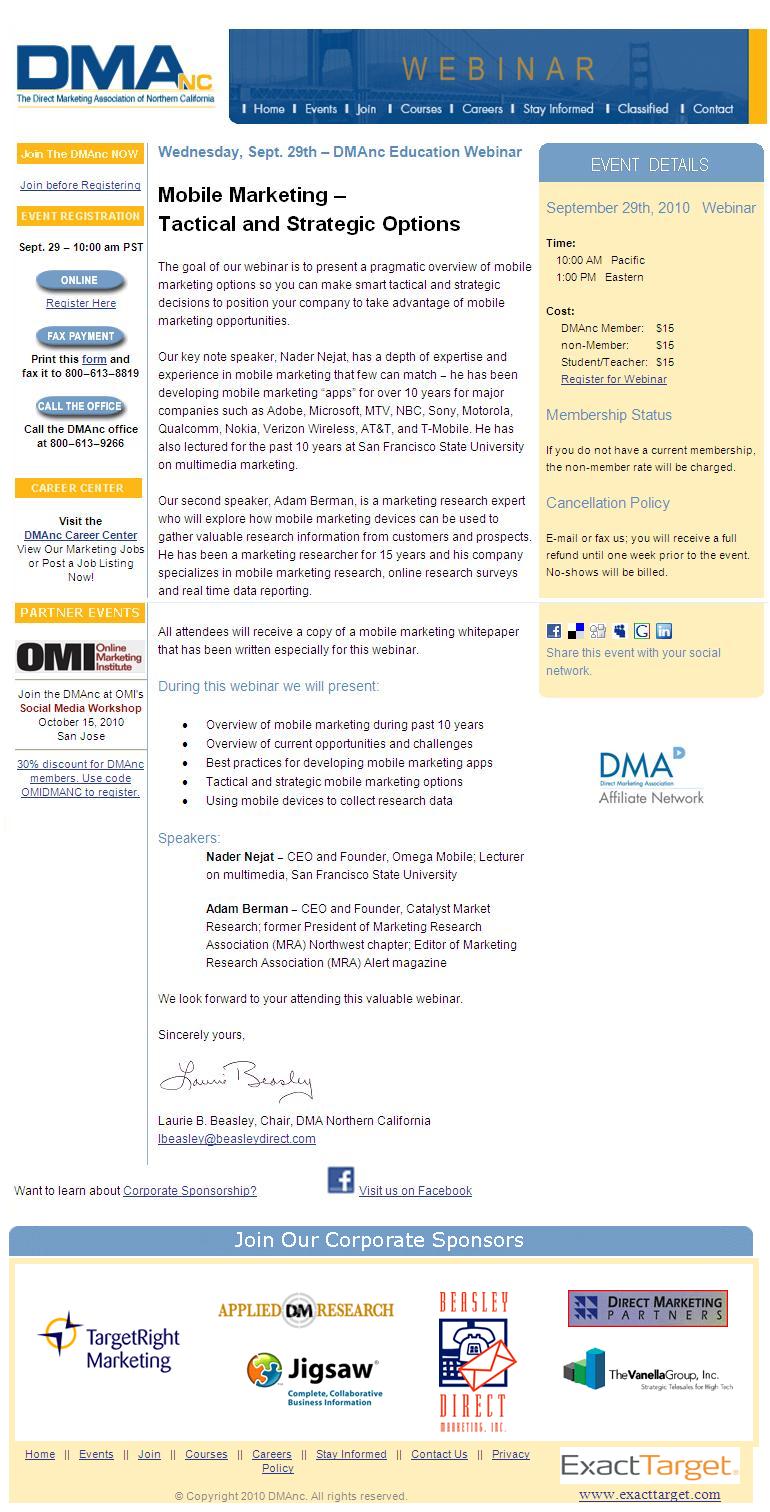 DMA Press Release 092510